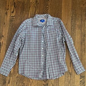 Egara Men's XL Checkered Button-Down Shirt - Blue and Burgundy